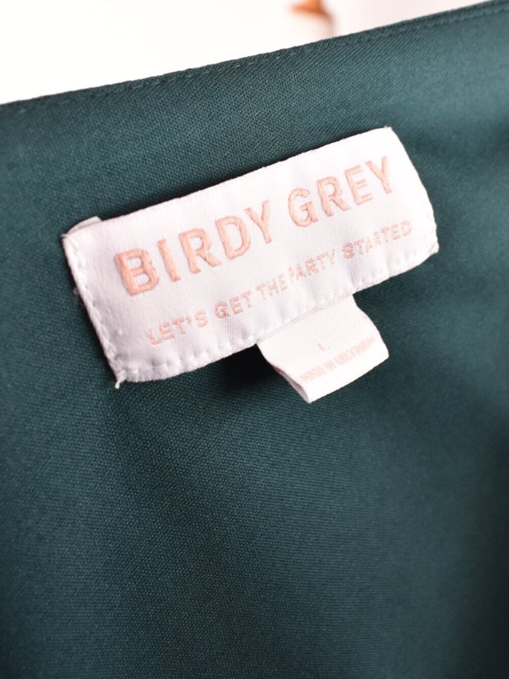 Birdy Grey Hannah Dress Crepe Emerald Flutter Sleeve - L - Picture 9 of 9